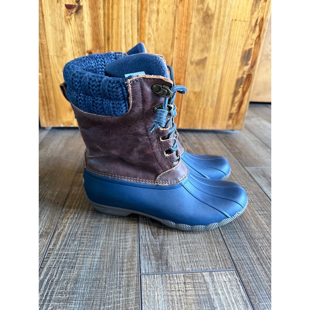 Sperry Saltwater Misty Rainboots Sz. 8.5M Navy/Tan